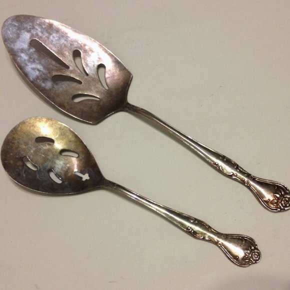 Nasco Norma Pattern Flatware Bon Bon Spoon Pie Cake Server 2 Pieces Stainless - Picture 1 of 9